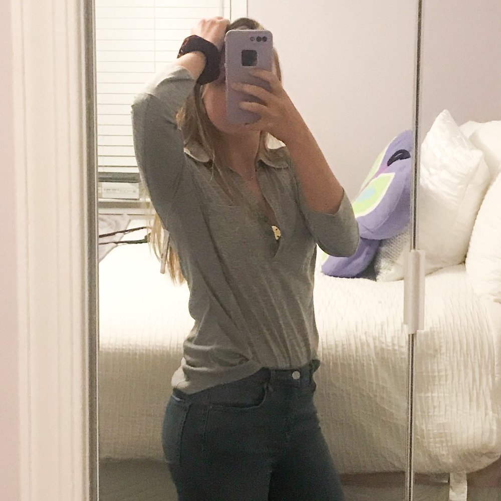 Gray 3/4 Button Up with Pockets